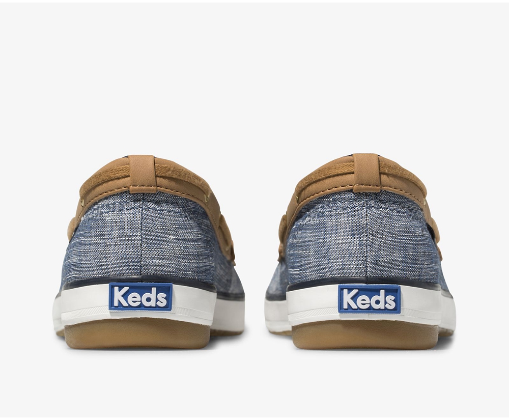 Slip On Γυναικεια - Keds Charter Airy Chambray - Σκουρο Μπλε - QTRXW1795